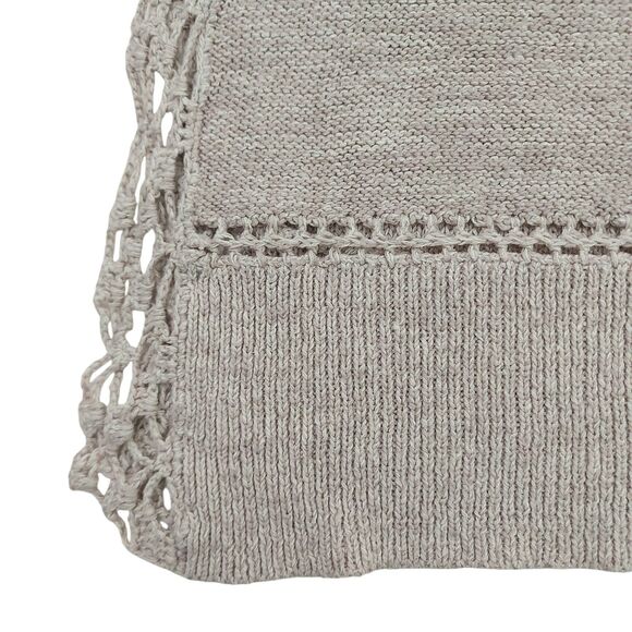 Free People Precious Pointelle Poncho Womens Large Brown Knitted V-Neck Bohemian - Picture 7 of 12